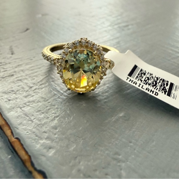 Judith Ripka 14K Gold Clad 925 Sterling Silver Ring Size 10.75 NEW - Picture 10 of 11